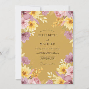Ochre Floral Harvest Wedding Invitation
