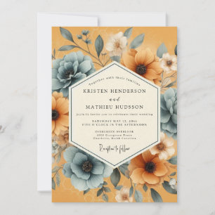 Ochre Floral Whimsy Wedding Invitation