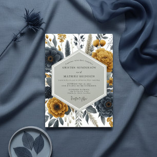 Ochre Floral Woodland Wedding Invitation