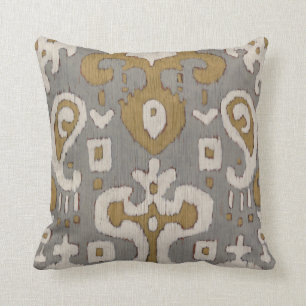 Ochre Ikat I Throw Pillow