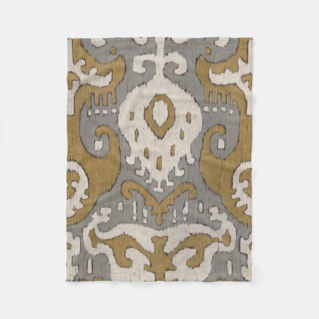 Ochre Ikat II Fleece Blanket (Front)