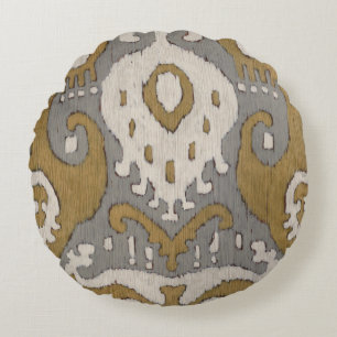 Ochre Ikat II Round Pillow