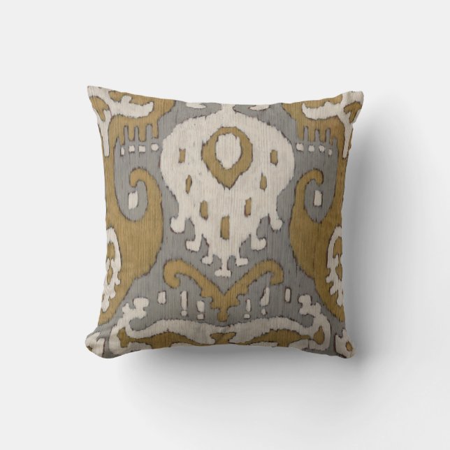 Ochre Ikat II Throw Pillow (Front)