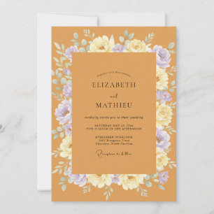 Ochre Lavender Wreath Wedding Invitation