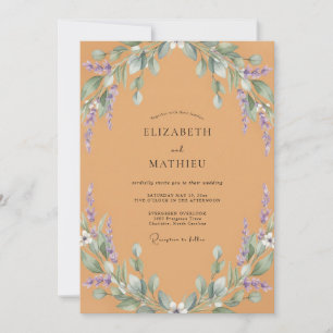 Ochre Lilac Wisteria Wedding Invitation