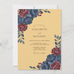 Ochre Moody Vintage Autumn Wedding Invitation