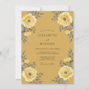 Ochre Painted Bloom Wedding Invitation