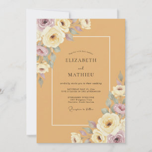 Ochre Peony Wedding Invitation