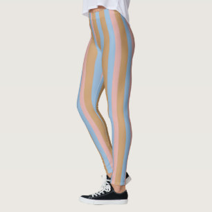 Ochre, Pink & Blue Stripes Leggings