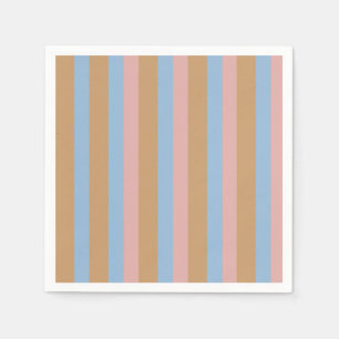Ochre, Pink & Blue Stripes  Napkin