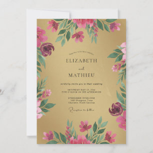 Ochre Plum Wildflower Wedding Invitation