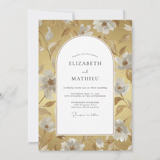 Ochre Refined Vintage Wedding Invitation (Front)
