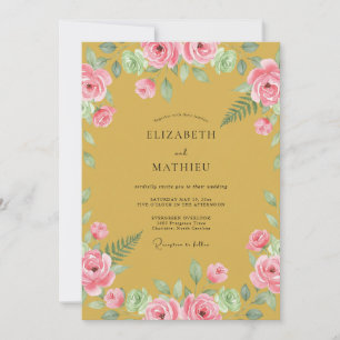 Ochre Rose Botanical Romance Wedding Invitation