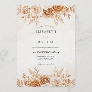 Ochre Rustic Botanical Wedding Invitation