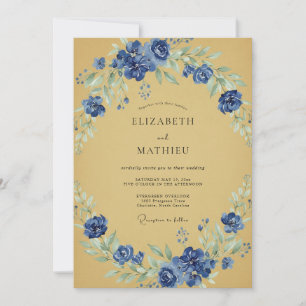 Ochre Stately Botanical Wedding Invitation