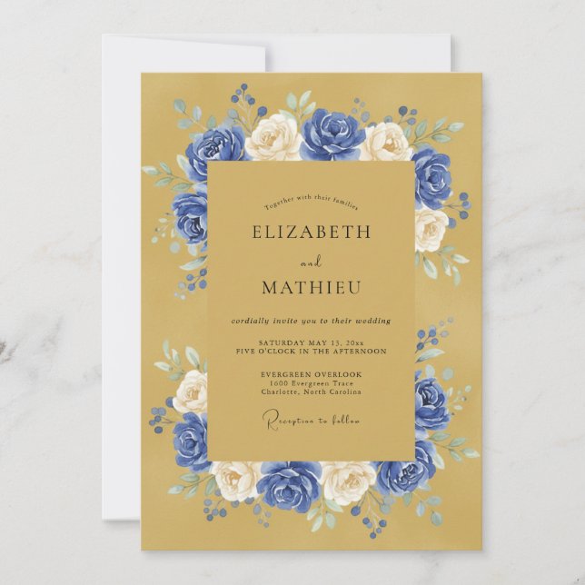 Ochre Stately Royal Wedding Invitation (Front)