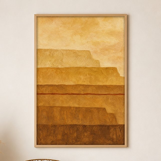 Ochre Terraces Gouache Boho Art Poster (Shown framed for scale. Poster ships unframed; frames are an optional add-on.)