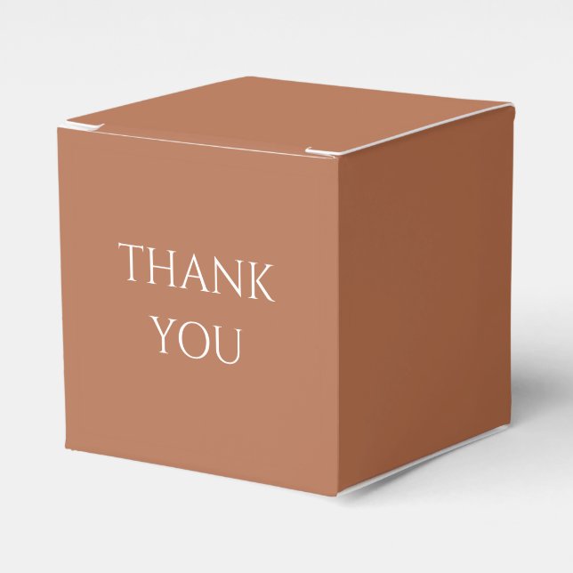 Ochre Terracotta Script Wedding Thank You Favor Box (Front Side)