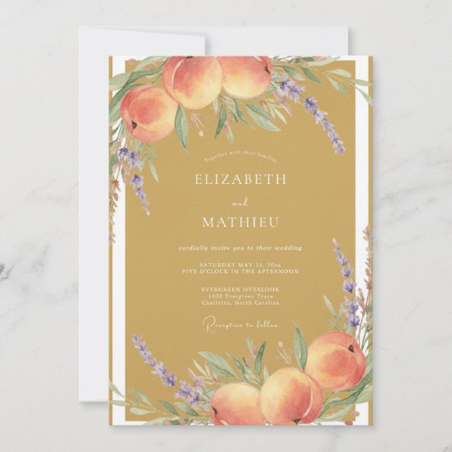 Ochre Vivid Orchard Wedding Invitation (Front)