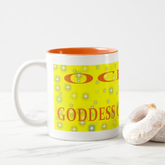 Ochun Goddess Of The River Stars Two-Tone Coffee Mug (With Donut)