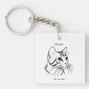 Ocicat Cat Portrait Keychain