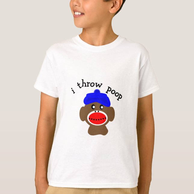 ock Monkey "I THROW POOP" T-Shirt (Front)