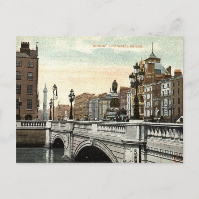 O'Connell Bridge, Dublin, Ireland 1915 Vintage Postcard (Front)