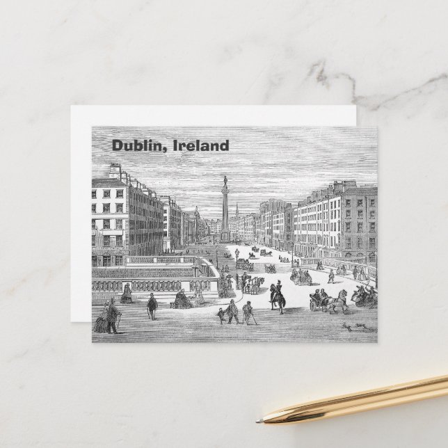 O'Connell Street Vintage Dublin Ireland Postcard (Front/Back In Situ)
