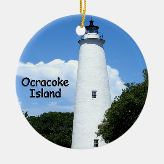 Ocracoke Island Lighthouse Ceramic Ornament (Front)