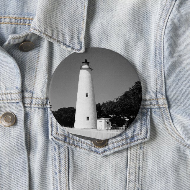 Ocracoke Lighthouse 4 Inch Round Button (In Situ)
