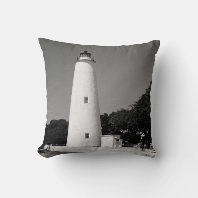 Ocracoke Lighthouse Throw Pillow (Front)