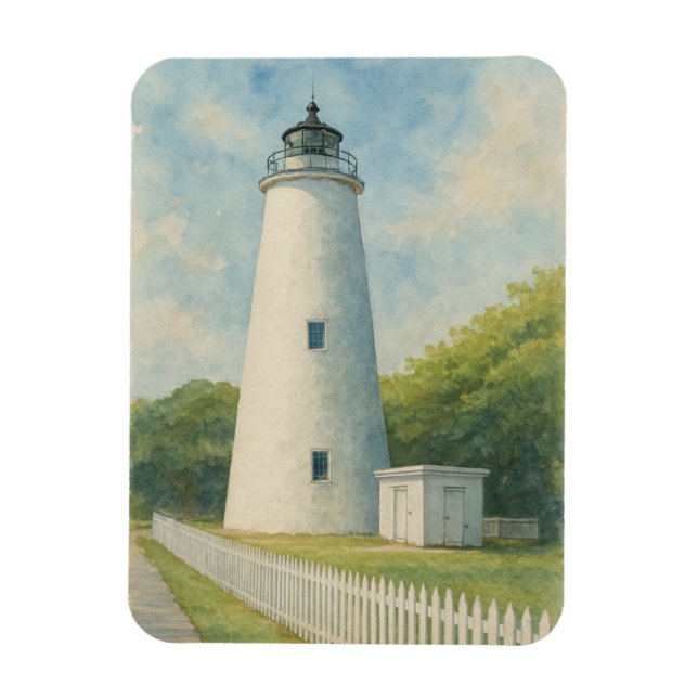 Ocracoke Lighthouse Watercolor Magnet (Vertical)