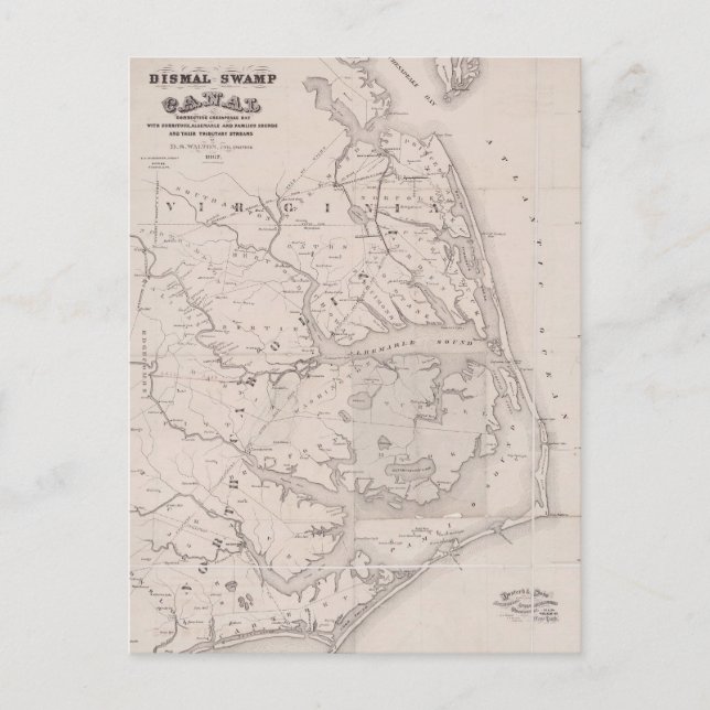 Ocracoke Virginia 1867 Carte Antique (Devant)