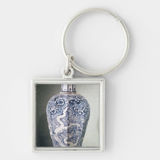 Octagonal 'Mei- P'ing' vase with white Keychain (Front)