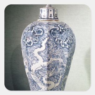 Octagonal 'Mei- P'ing' vase with white Square Sticker