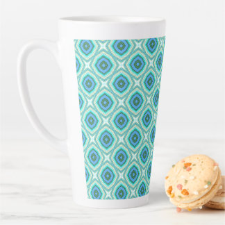 Octagons bleus et étoiles isotoxiques Latte Mug
