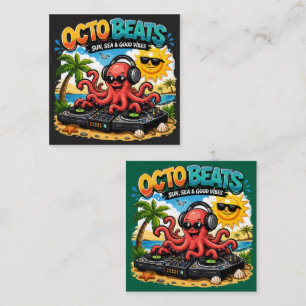 Octo Beats Funny DJ Octopus Beach Party Enclosure Card