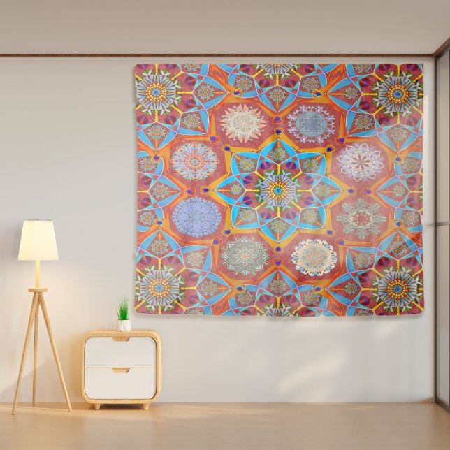 Octo brightener arabesque Moorish red style Tapestry (Creator Uploaded)