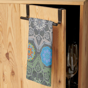 Octo brightener arabesque Moorish Stone Green Kitchen Towel