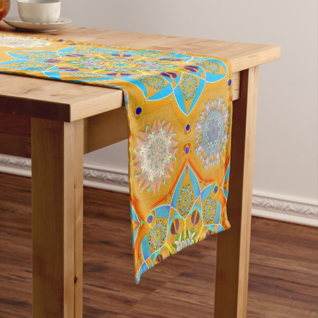 Octo brightener arabesque Moorish tangerine style  Short Table Runner (In Situ)