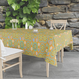 Octo brightener arabesque Moorish tangerine style  Tablecloth