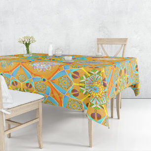 Octo brightener arabesque Moorish tangerine style  Tablecloth