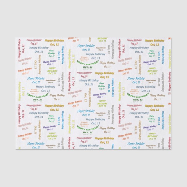 October, 11 Birthday Tissue Paper (Front)