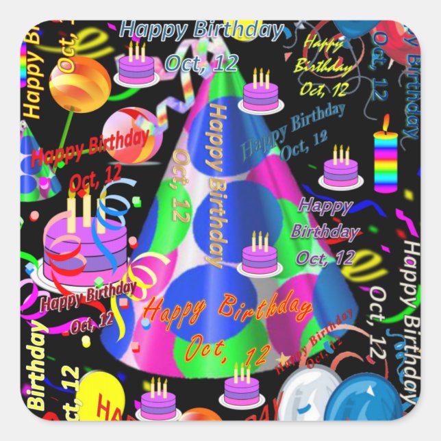 October, 12 Kids Birthday Stickers (Front)