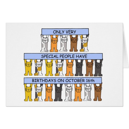 October 16th Birthday Cats Card