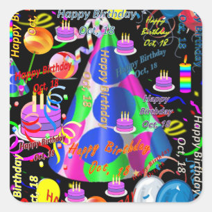 October, 18 Kids Birthday Stickers