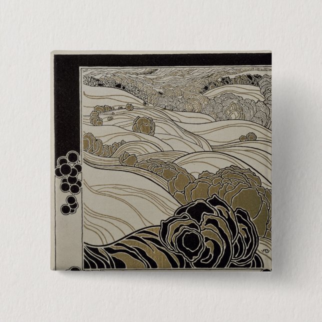 October, 1901 2 inch square button (Front)