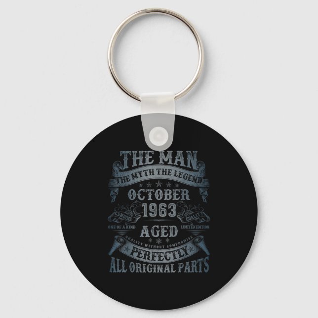 October 1963 62 Year Old Bday For Men 62nd Birthda Keychain (Front)