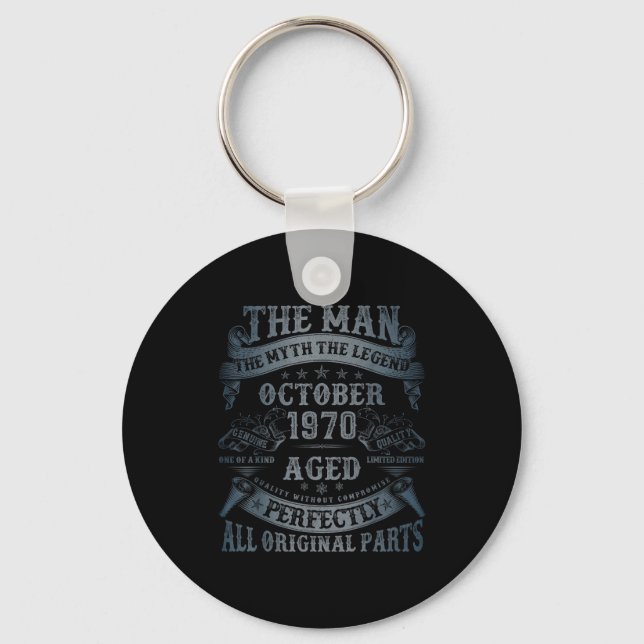 October 1970 55 Year Old Bday For Men 55th Birthda Keychain (Front)