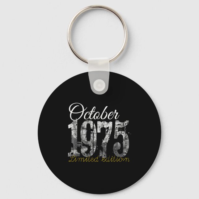 October 1975 Tee 50 Year Old Shirt 1975 50th Birth Keychain (Front)
